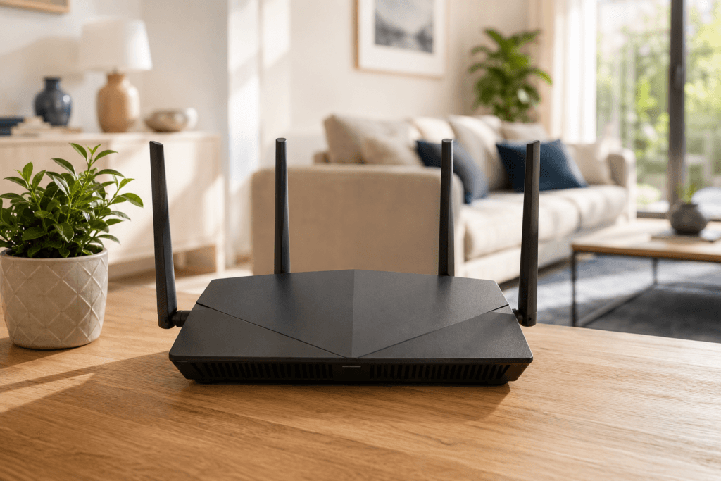 Box Internet et routeur Wi-Fi installés à domicile