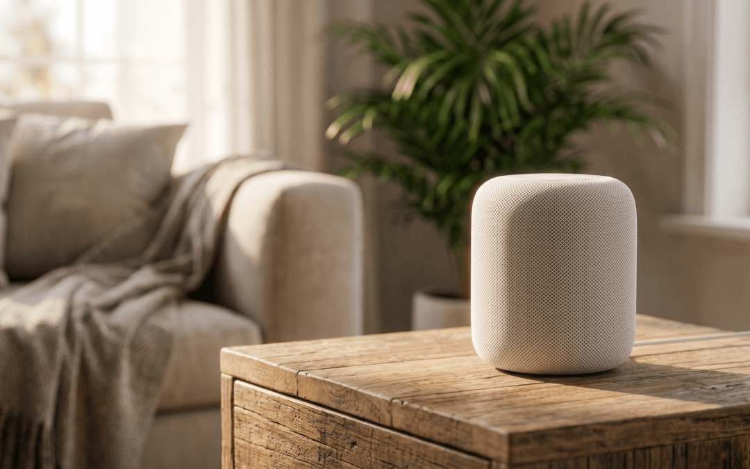 Assistant vocal (enceinte connectée) dans un salon