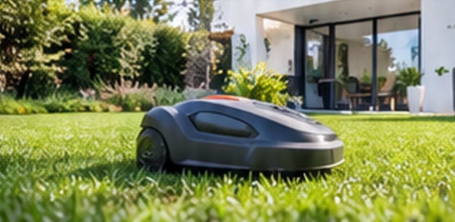 Accueil 9 Robot tondeuse sur une pelouse